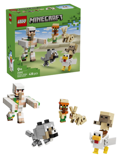 Конструктор LEGO Minecraft Атака наездника на курице в пустыне 21592 | LEGO Minecraft Chicken Attack 428 деталей | 9+