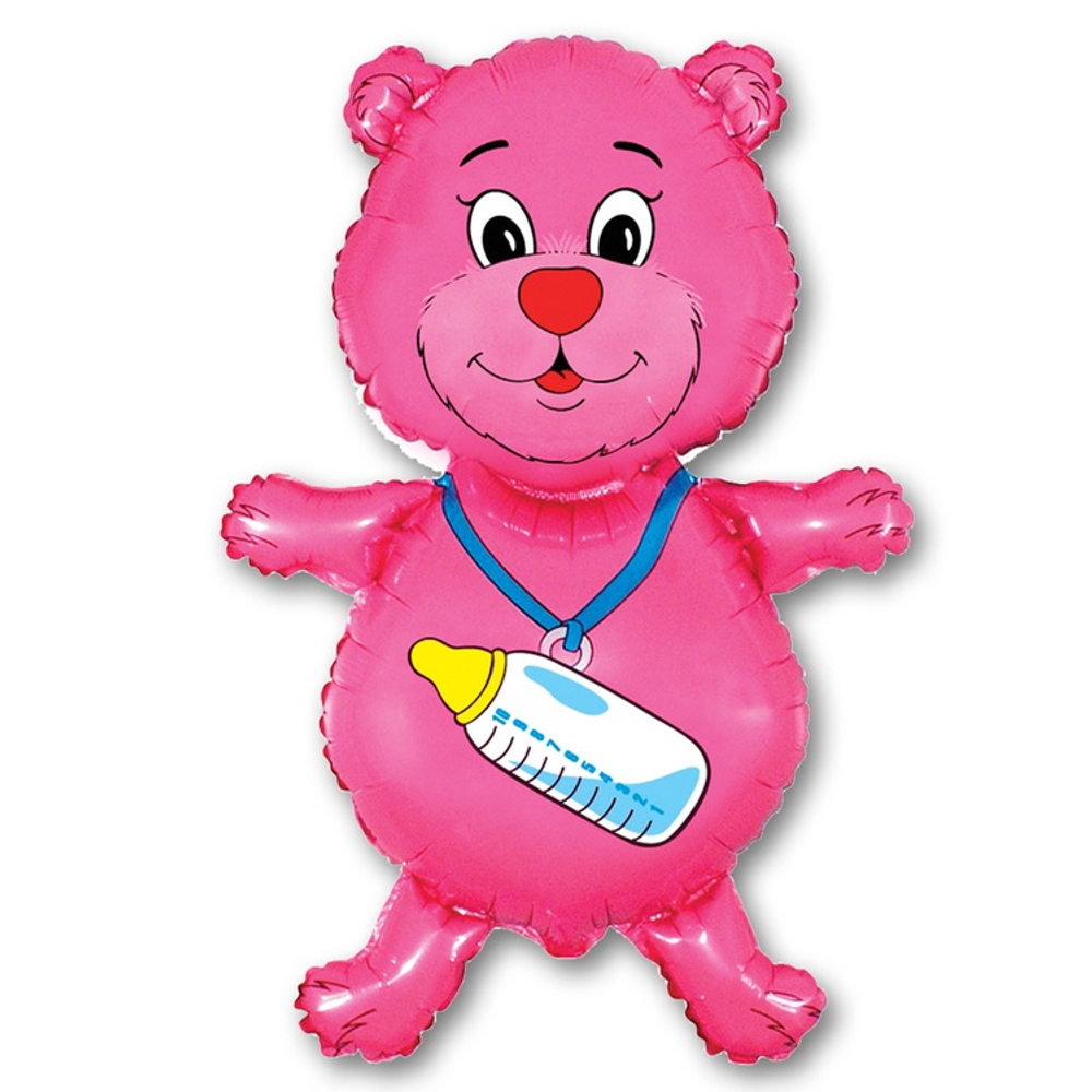 Шар Фольгированный Медвежонок девочка (Розовый)
