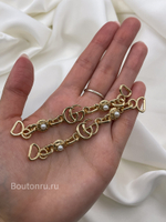 Декоративная цепочка Гучч. в золотистом металле с жемчугом 9,5 см