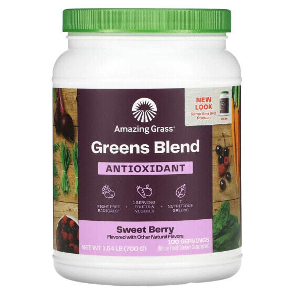 Суперфуды Amazing Grass, суперфуды зелени, с антиоксидантами, ягодный вкус, 700 мг (24,7 унций)