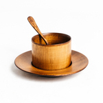 Деревянный набор - кофейная пара и ложка из древесины кедра. NC18