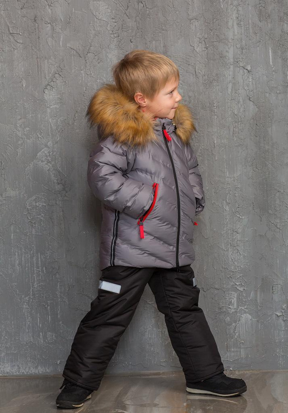 Комплект Айсберг р-р 122 серый/черный иск.мех