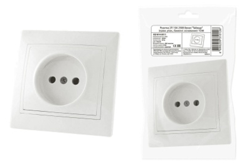 Розетка 2P белая Таймыр 10А (пром. упак, бакелит. основание) 250В TDM