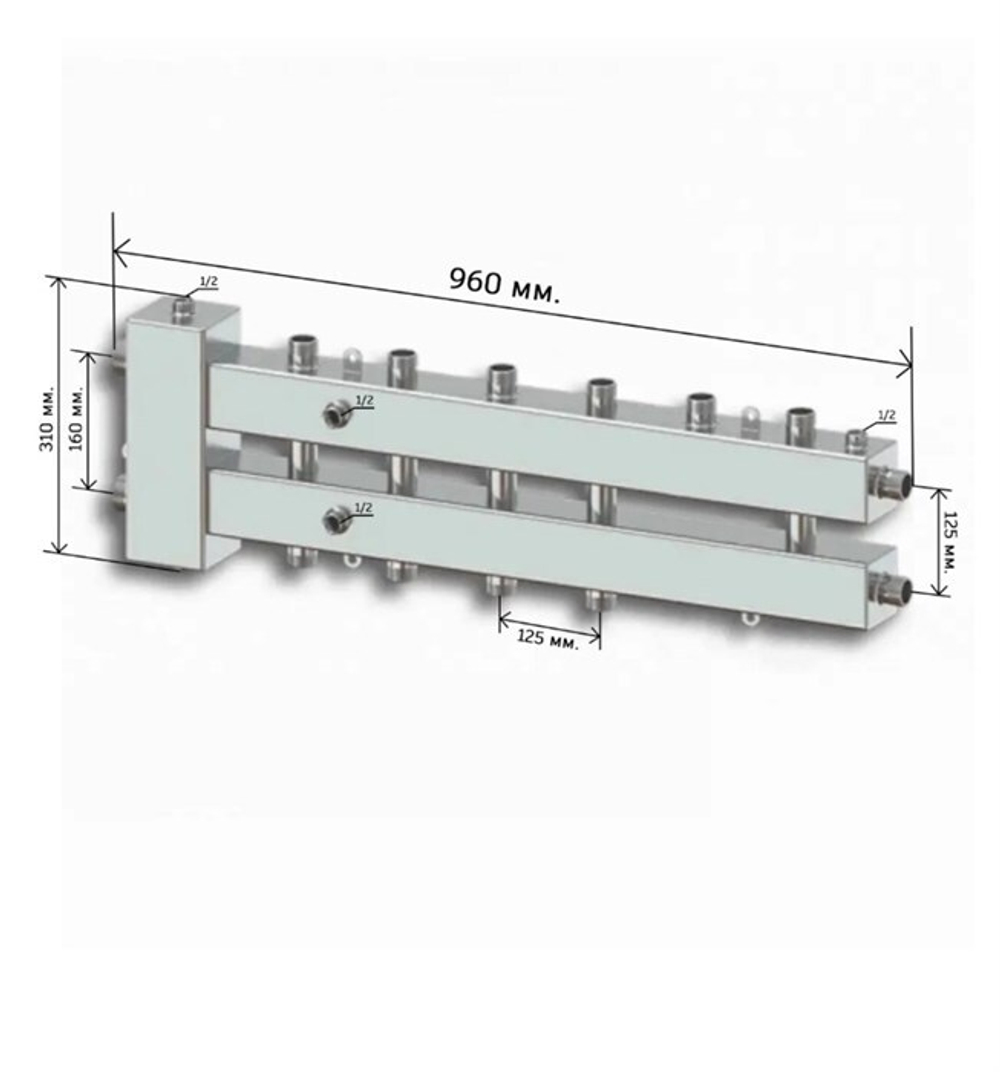 ЭТНА М6 Гидрострелка 100/100 Гидравлический разделитель с коллектором нержавейка Aisi 304