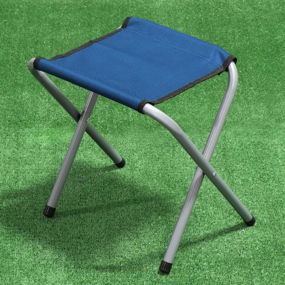 Стол складной металл, прямоугольный, 120х60х68.5 см, столешница МДФ, син, 4 стула