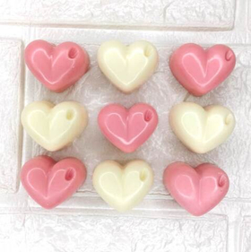 Набор шоколадных сердечек бело-розовых. 9 штук