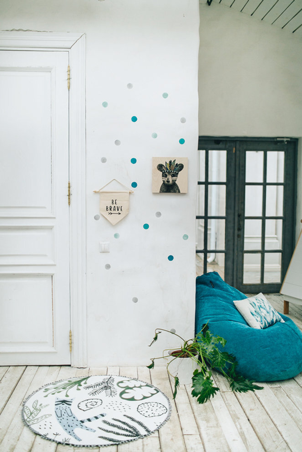 Интерьерная наклейка Watercolor Polka Dots — бирюзовый