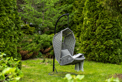 "Капри" подвесное кресло из искусственного ротанга, цвет серый