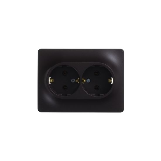 Розетка 2-м Glossa 16А с заземл. в сборе шоколад SE GSL000824