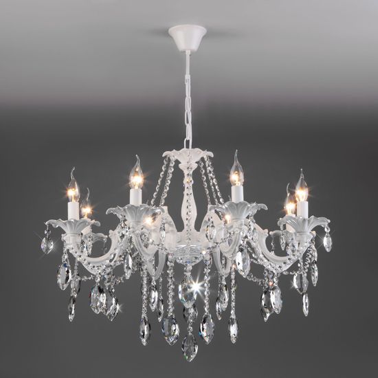 10108/8/ подвесной светильник / белый/прозрачный хрусталь Strotskis