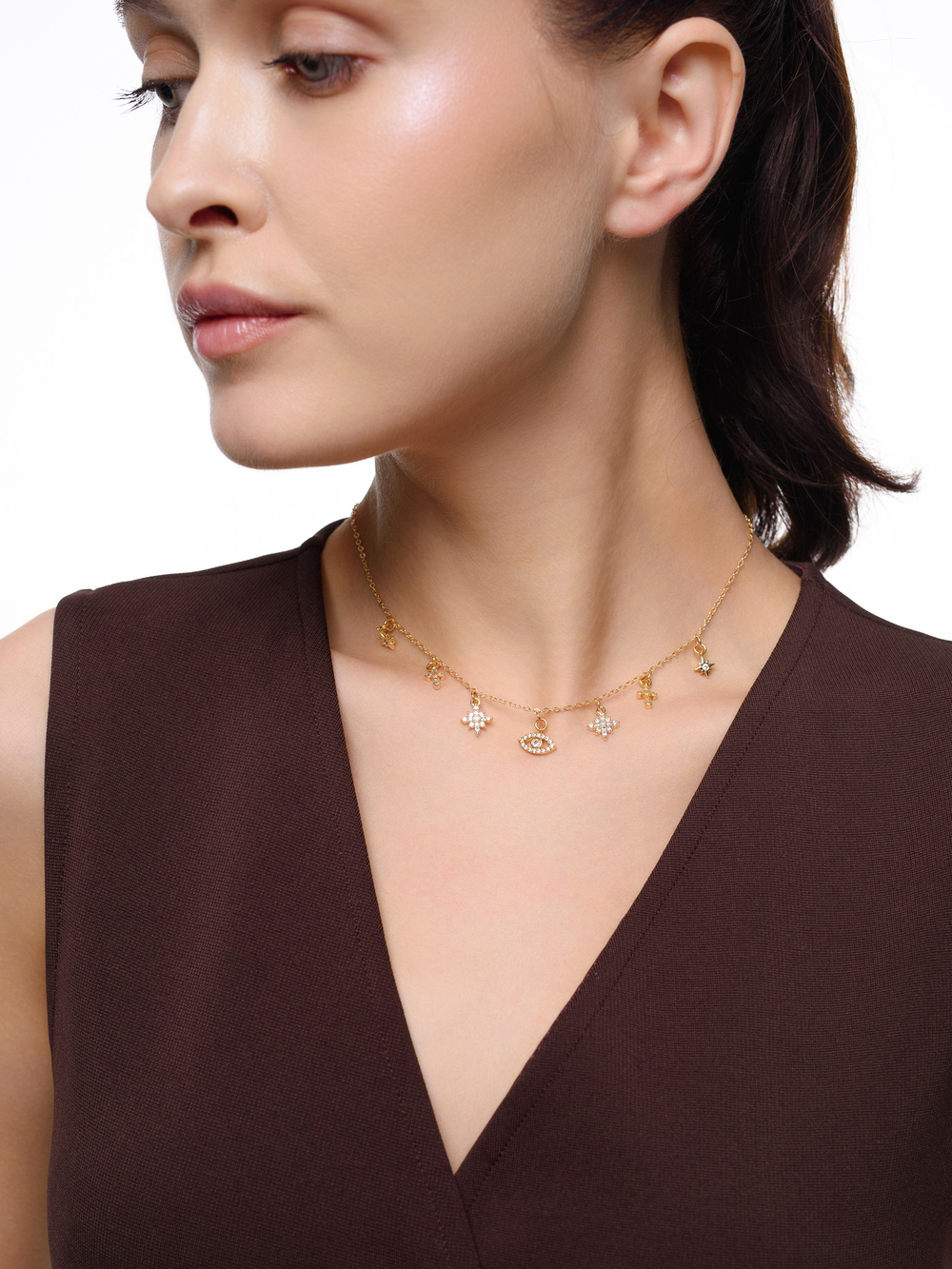 Колье "Cross Star Eye" Gold