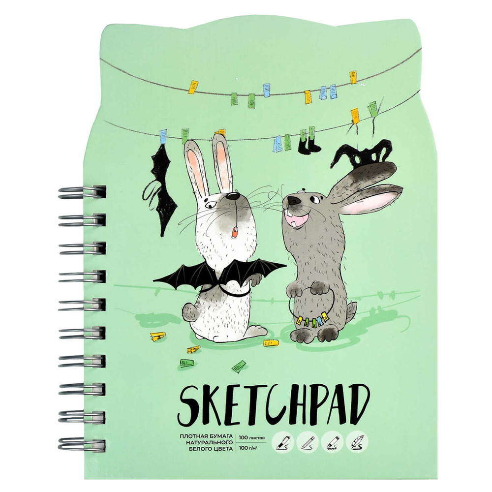 Скетчпад 160х210 мм, 100 л, блок - белый офсет 100 г/м², арт. 61217 ДВА ДРУГА /обложка полноцветная печать (4+4), двусторонняя кашировка на гребне, картон переплётный 1,75 мм, глянцевая ламинация,