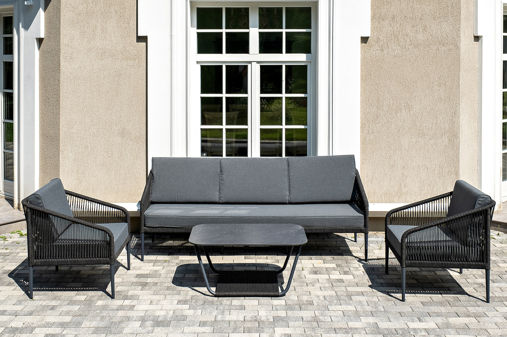 "Канны" лаунж-зона 5-местная плетеная из роупа (веревки), цвет темно-серый