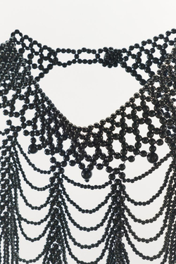 ZARA ОЖЕРЕЛЬЕ-КЕЙП ИЗ БУСИН LIMITED EDITION, ЧЕРНЫЙ