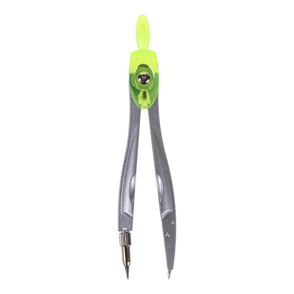 Циркуль с защитным колпачком, пластиковый футляр, 3 цвета микс