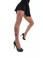 Колготки с принтом в виде гейши и демона (Размер: S-M-L) (Цвет: бежевый)