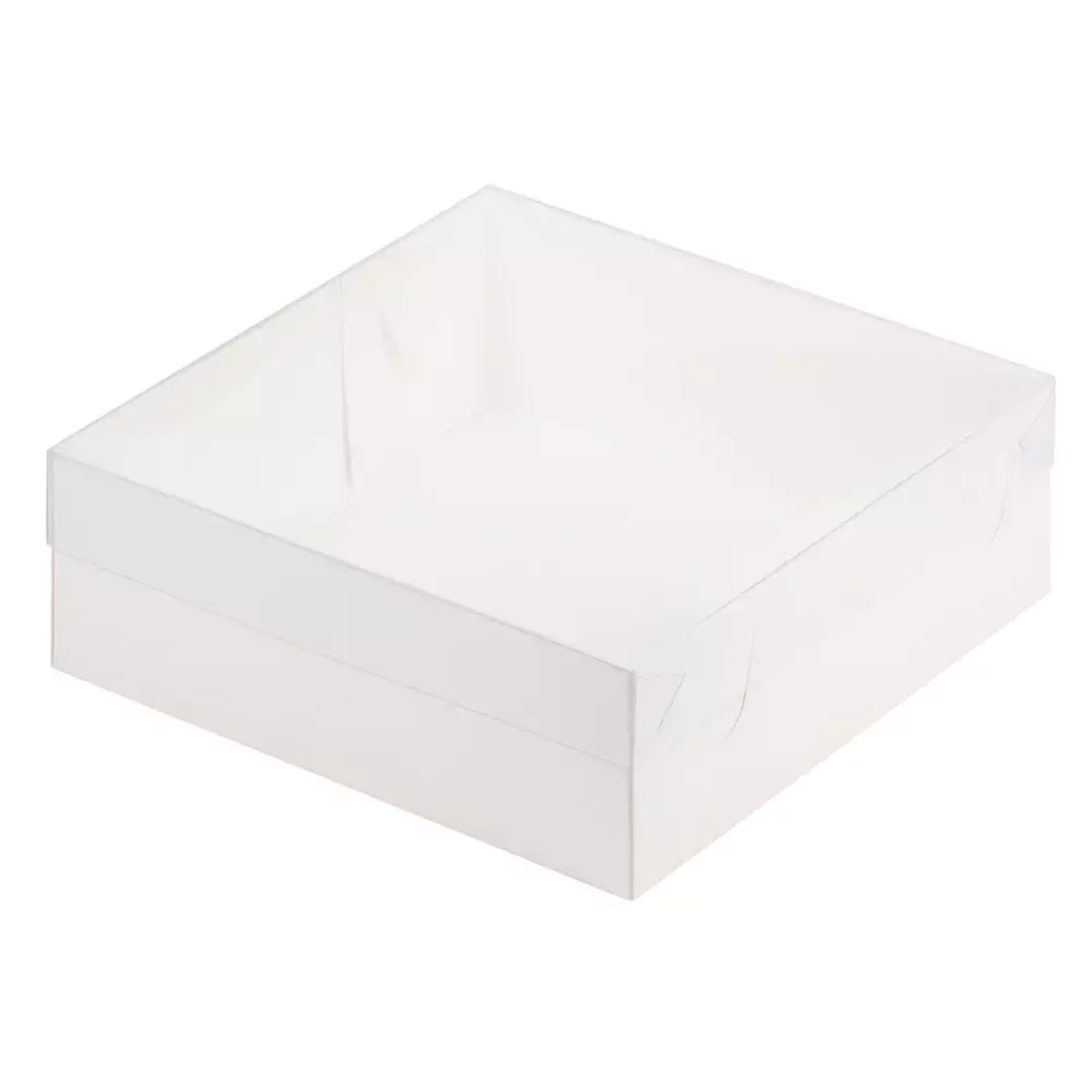 Коробка с пластиковой крышкой белая 20 х 20 х 7 см