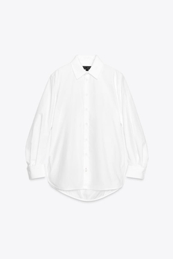 ZARA РУБАШКА ИЗ ПОПЛИНА — ZW COLLECTION, БЕЛЫЙ