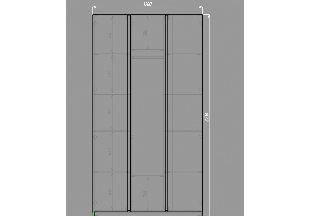 Шкаф WoodVille Кассий 120 3-х ств графит