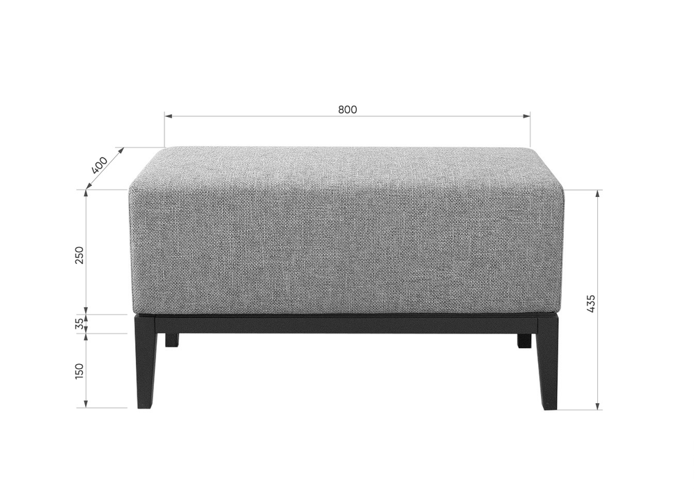 Банкетка Fjord 80 см (серый рогожка, бук под эмалью)