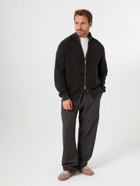 Графитовый хлопковый джемпер на молнии QWE