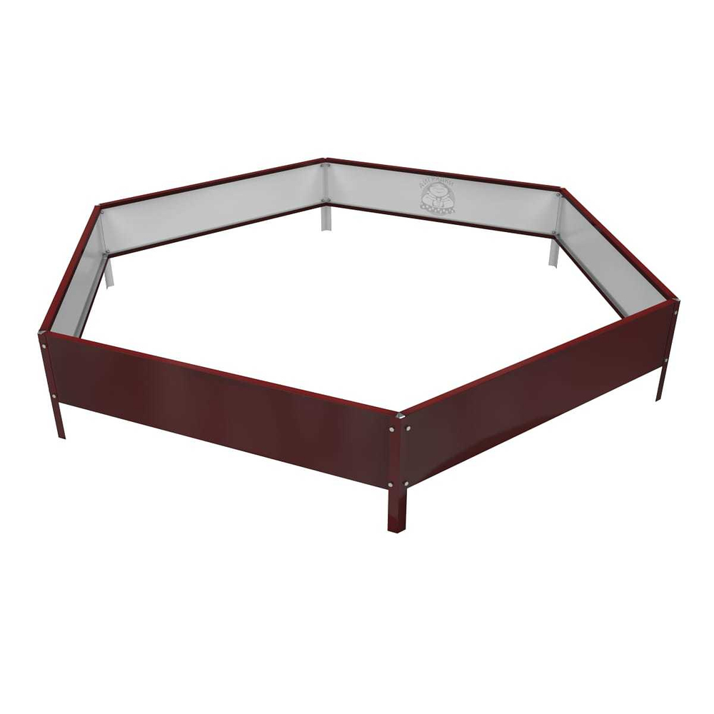 Клумба многоугольная оцинкованная с ножками 1 ярус RAL 3005 Винно-красный