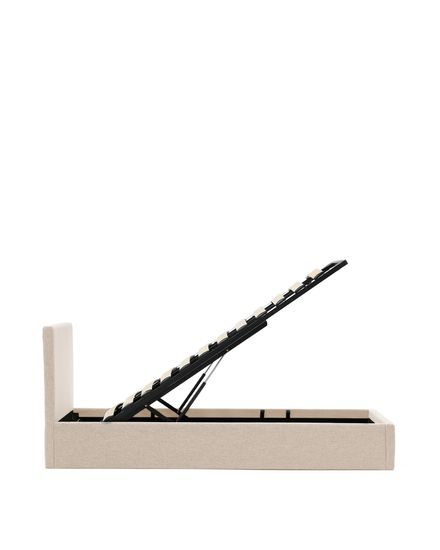 Кровать Nahiri бежевого цвета из шенилла с ящиком для хранения 90 x 200 см