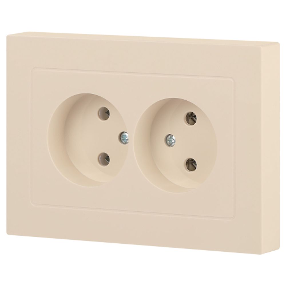 Розетка Intro Accent 6-204-02 двойная 2х2P 16А-250В IP20 СУ AL/CU слоновая кость