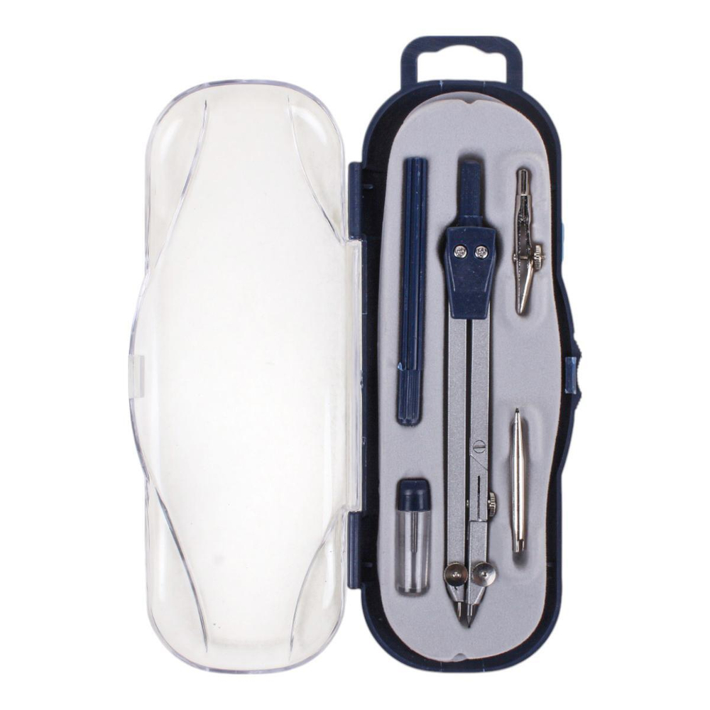 Готовальня 5 предм: циркуль,стержень графитовый,восьмиуг.столб,пласт.футляр