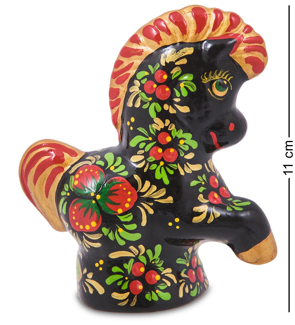 ГЛ- 956 Фигурка «Лошадка-Буран» хохлома (Гжельский фарфор)