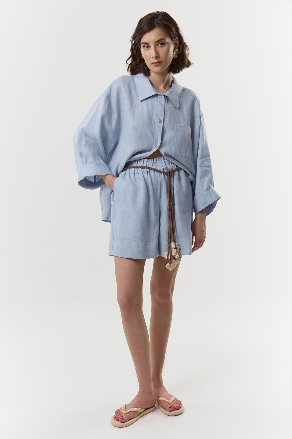 Шорты на резинке изо льна