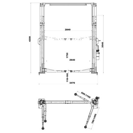 Цена на KraftWell (KRW4.2MA) Подъемник двухстоечный г/п 4200 кг электрогидравлический с развернутыми каретками
