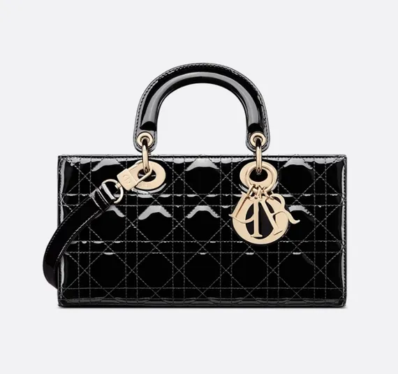 Сумка Dior Lady D-joy из лакированной кожи, черный