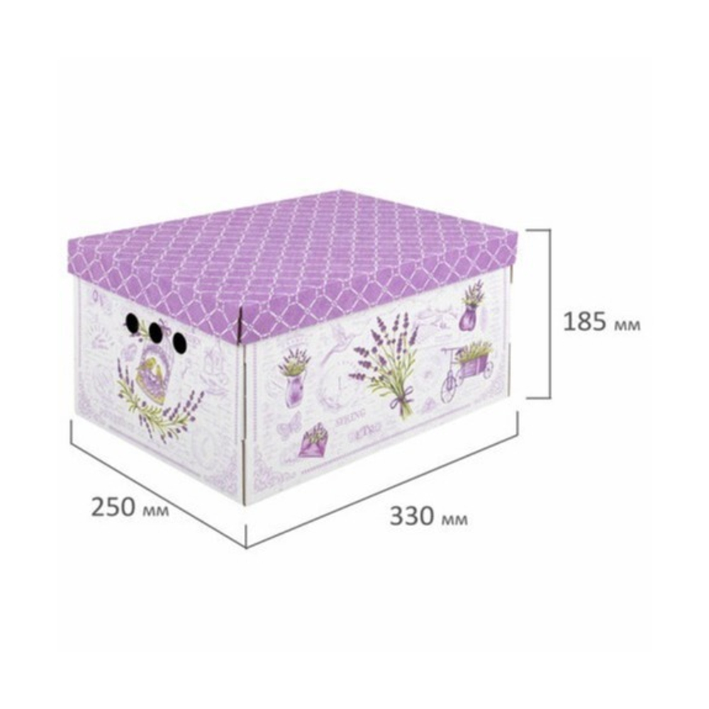 Короб для хранения из микрогофрокартона 330х250х185 мм, КОМПЛЕКТ 4 шт., BRAUBERG HOME Лаванда