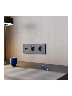 Розетка 1-м СП S70 16А с USB A+С с заземл. защ. шторки механизм графит Voltum VLS040507