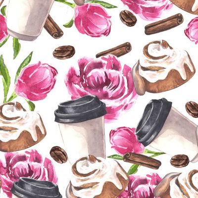 Кофе, синабон и пионы