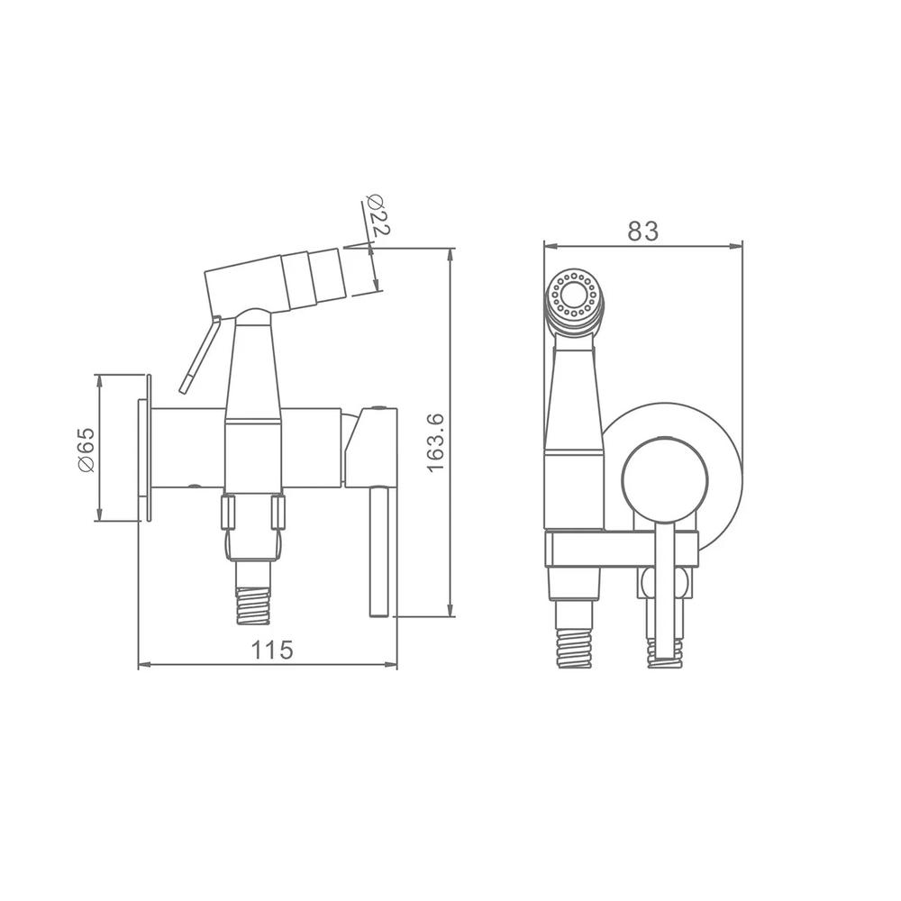 Гигиенический душ со смесителем встраиваемый Raglo R20.54.05, сатин