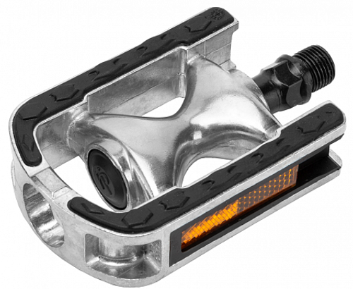 Педали FP-920B FEIMIN, ось 9/16" со светоотражателями, алюминиевые серебристые