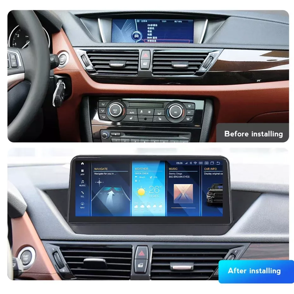 Магнитола для BMW X1 E84 2009-2014 (любая комплектация) - Carmedia HP-B1101XFW монитор 12.3" с джойстиком в стиле BMW на Android 11, CarPlay, 4G SIM-слот