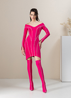 02-02-23 SS Трикотажное платье-футляр фуксия