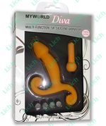 Желтый вибратор из силикона со стимулятором клитора