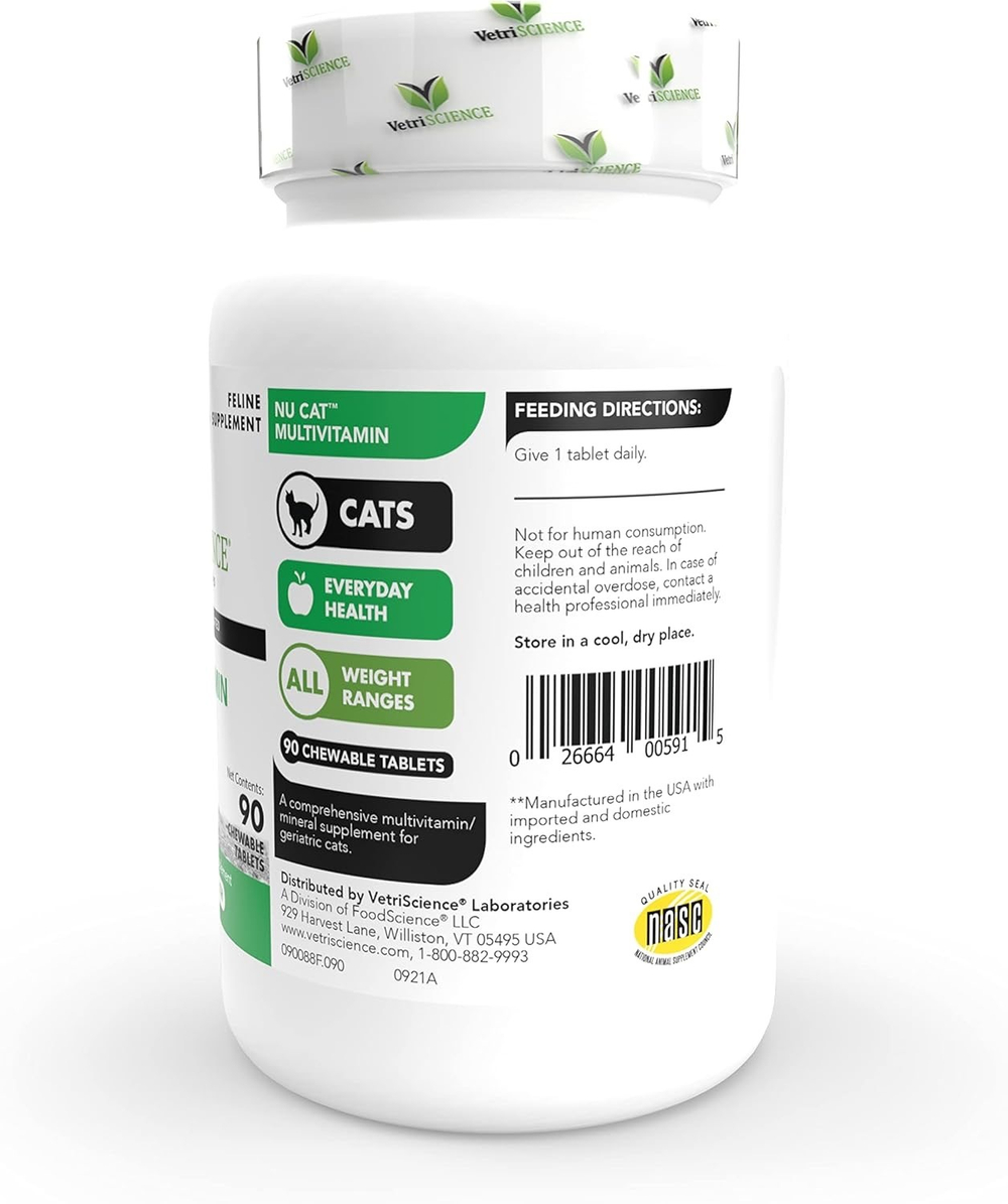 VetriScience Nu-Cat Multivitamin витамины для кошек, уп. 90 шт