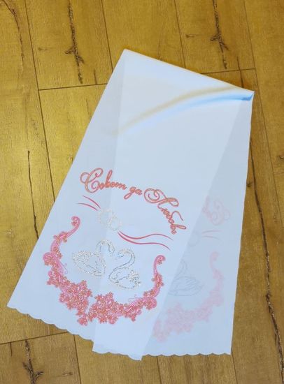 Комплект венчальный 4 предметный со стразами, рельефный цвет:белый с красным