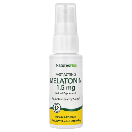 NaturesPlus, быстродействующий мелатонин, натуральная перечная мята, 59,14 мл (2 жидк. унции)