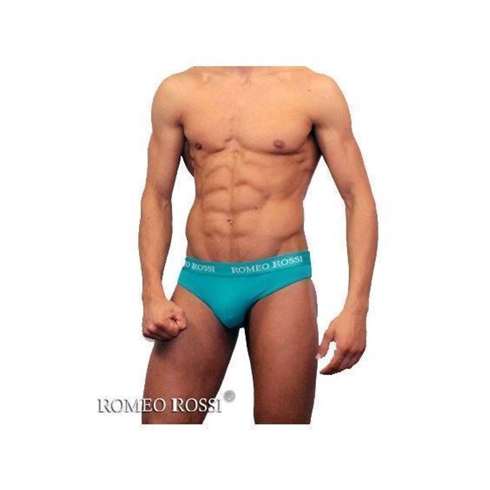 Мужские трусы стринги c резинкой Romeo Rossi бирюзово-зеленые RR1006-07