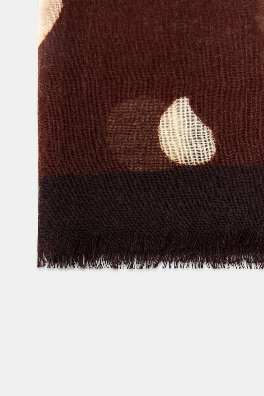 ZARA ШАРФ С ПРИНТОМ В ГОРОШЕК, КОРИЧНЕВЫЙ