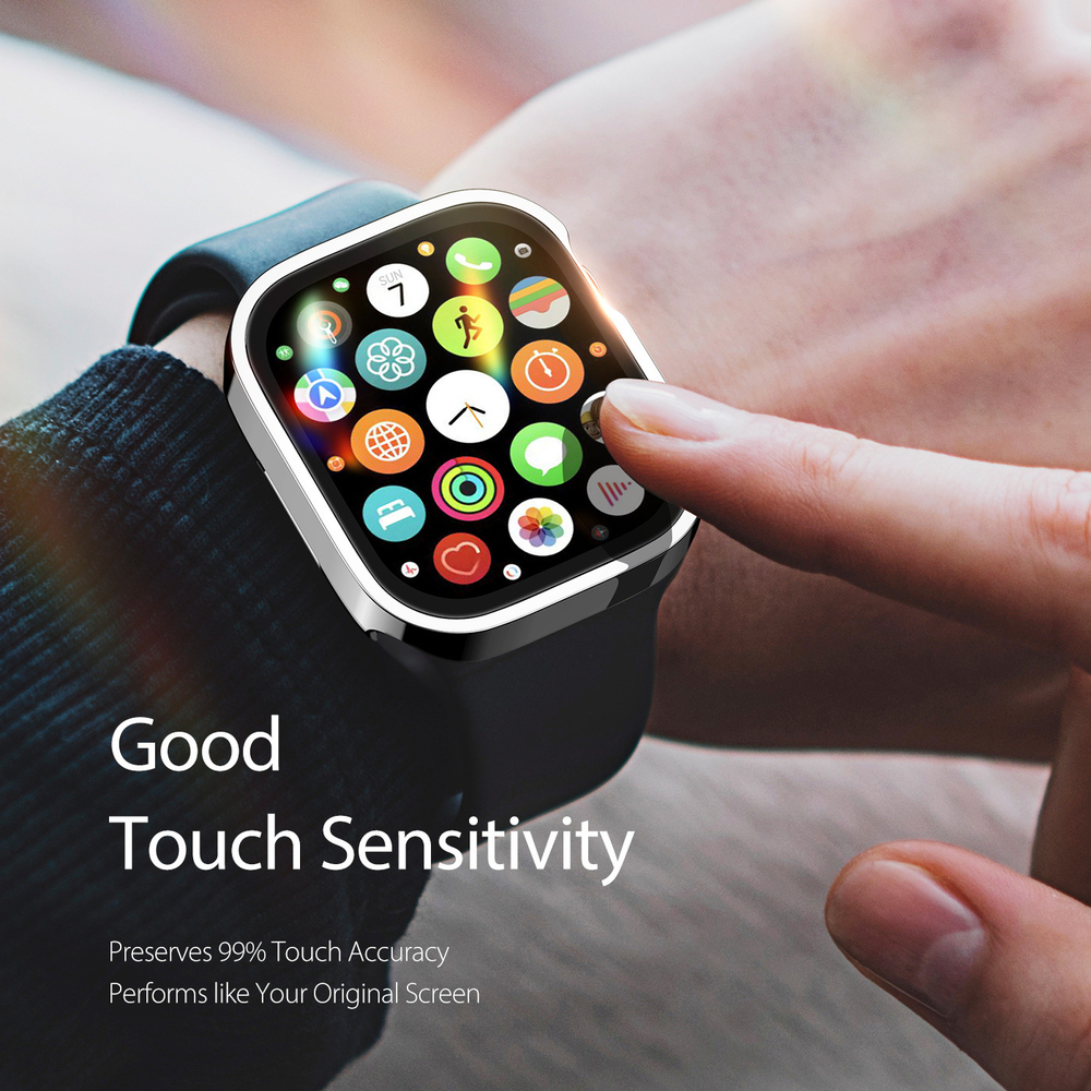 Чехол-бампер серебристого цвета из TPU от Dux Ducis для смарт часов Apple Watch размером 46 мм, на 10 серию, серия Hamo Series Case