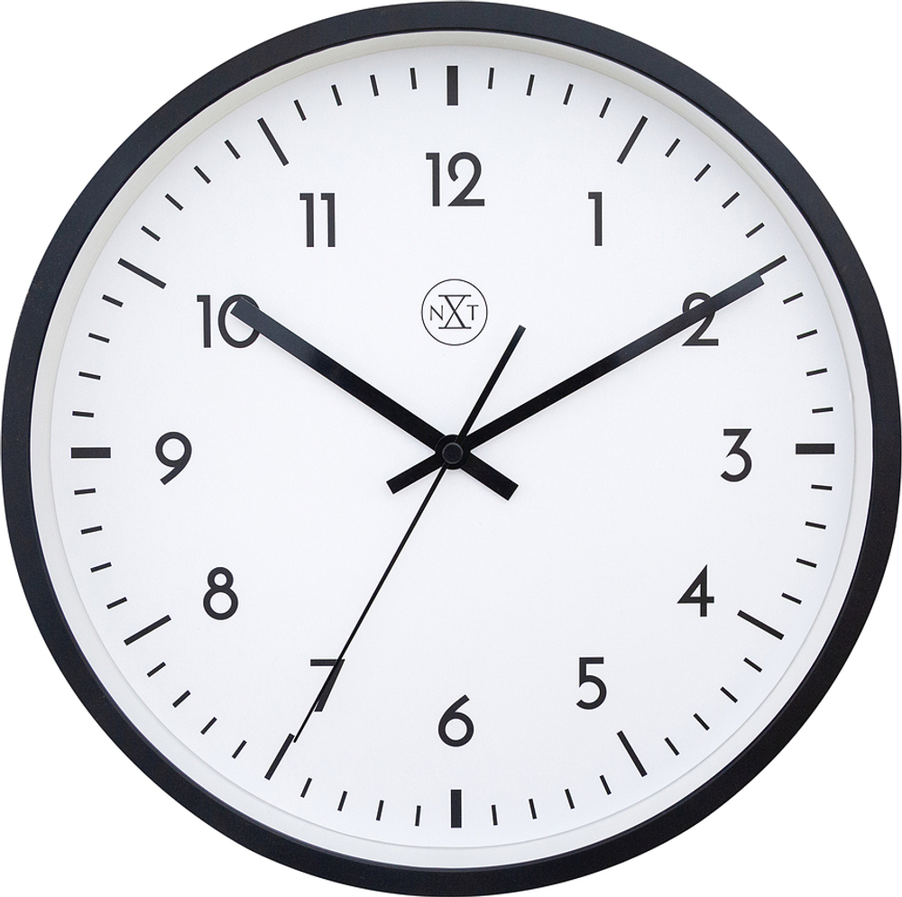 Настенные часы NeXtime Easy big, пластик, 30 см, чёрные