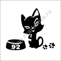 Наклейка на бензобак "Котенок с миской А-92"