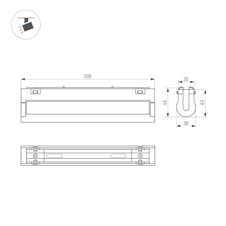 Трековый светодиодный светильник Arlight Mag-Vibe-Flat-Turn-L305-12W Warm3000 044443